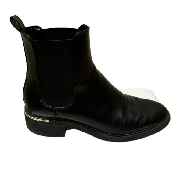 Zara Women’s Black Faux Leather Chelsea Boots Booties Size 40 - Picture 12 of 14